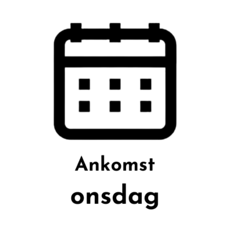 Ankomst onsdag (inkl. straum)